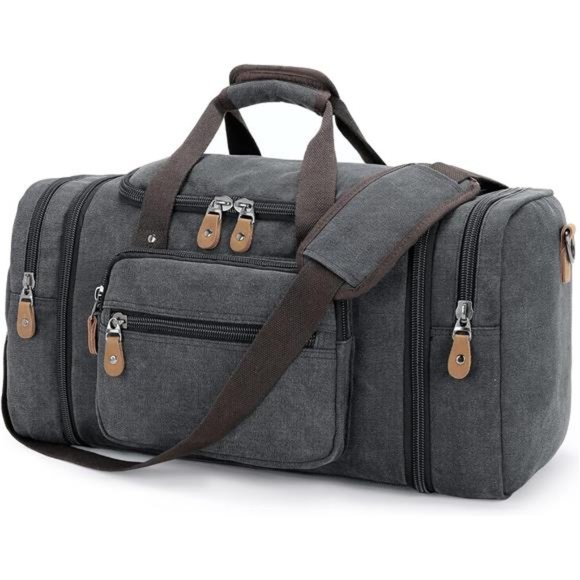 Canvas Duffle Bag for Travel 60L Expandable Duffel Weekend Overnight Bag men
